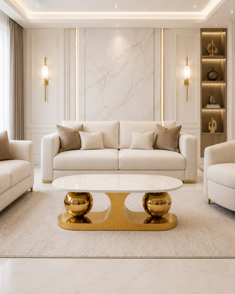 Orbital Marble & Steel Coffee Table