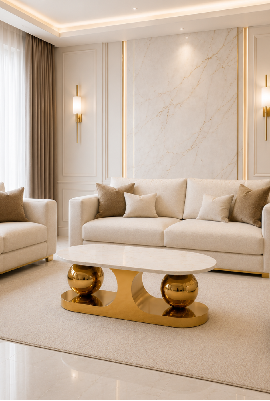 Orbital Marble & Steel Coffee Table