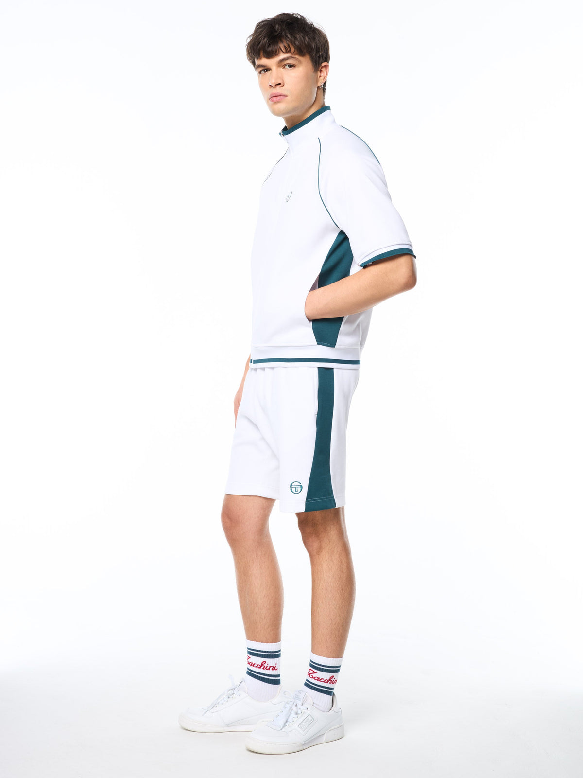 Pannello Short Sleeve Track Jacket-Brilliant White