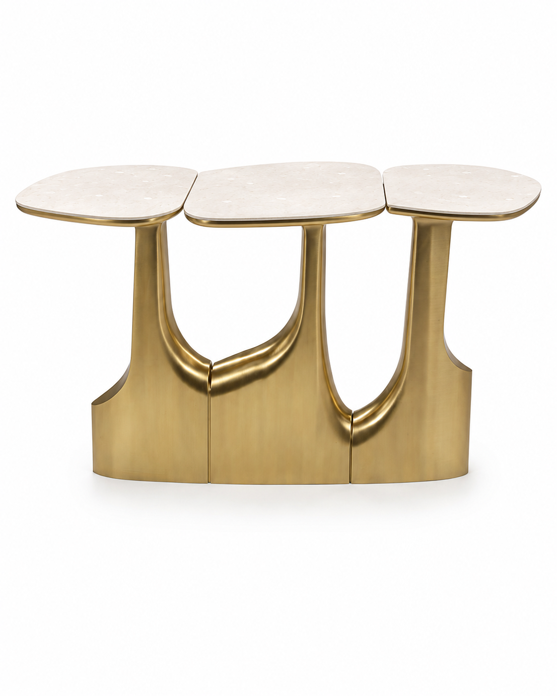 Pebble Trio Marble & Brass Console Table