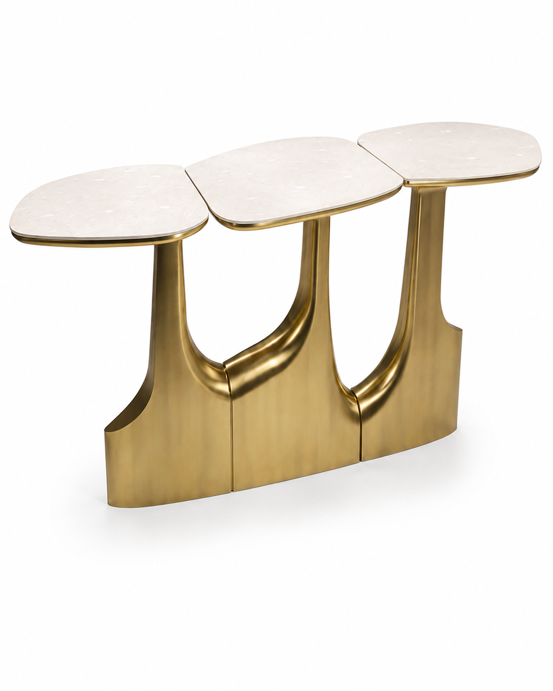 Pebble Trio Marble & Brass Console Table