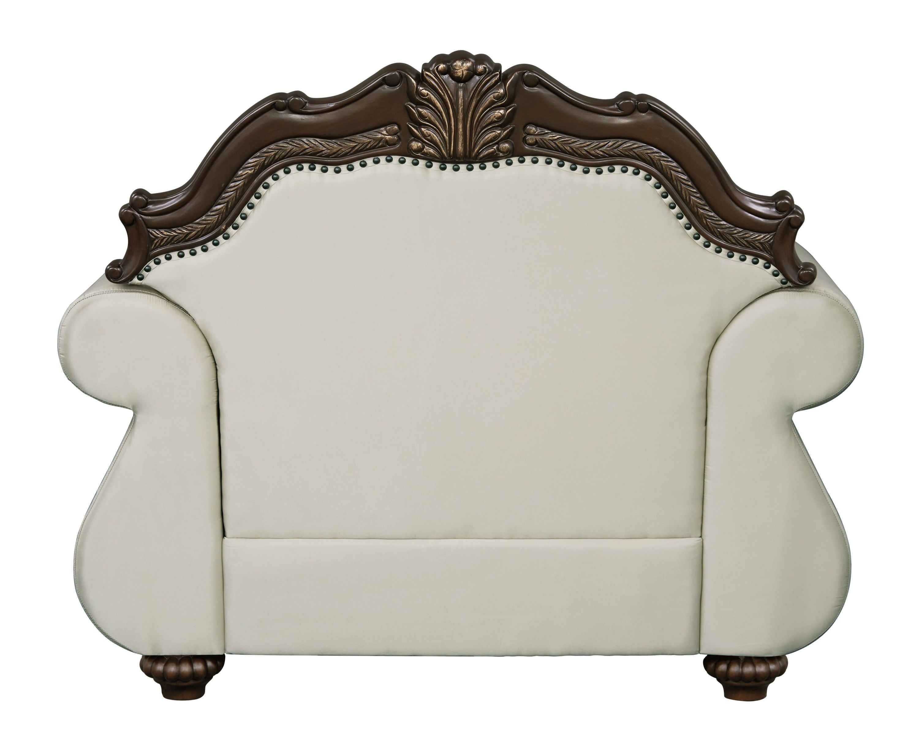 Pierce Luxury Heritage Seating Set – Carved Wood Loveseat & Accent Chair