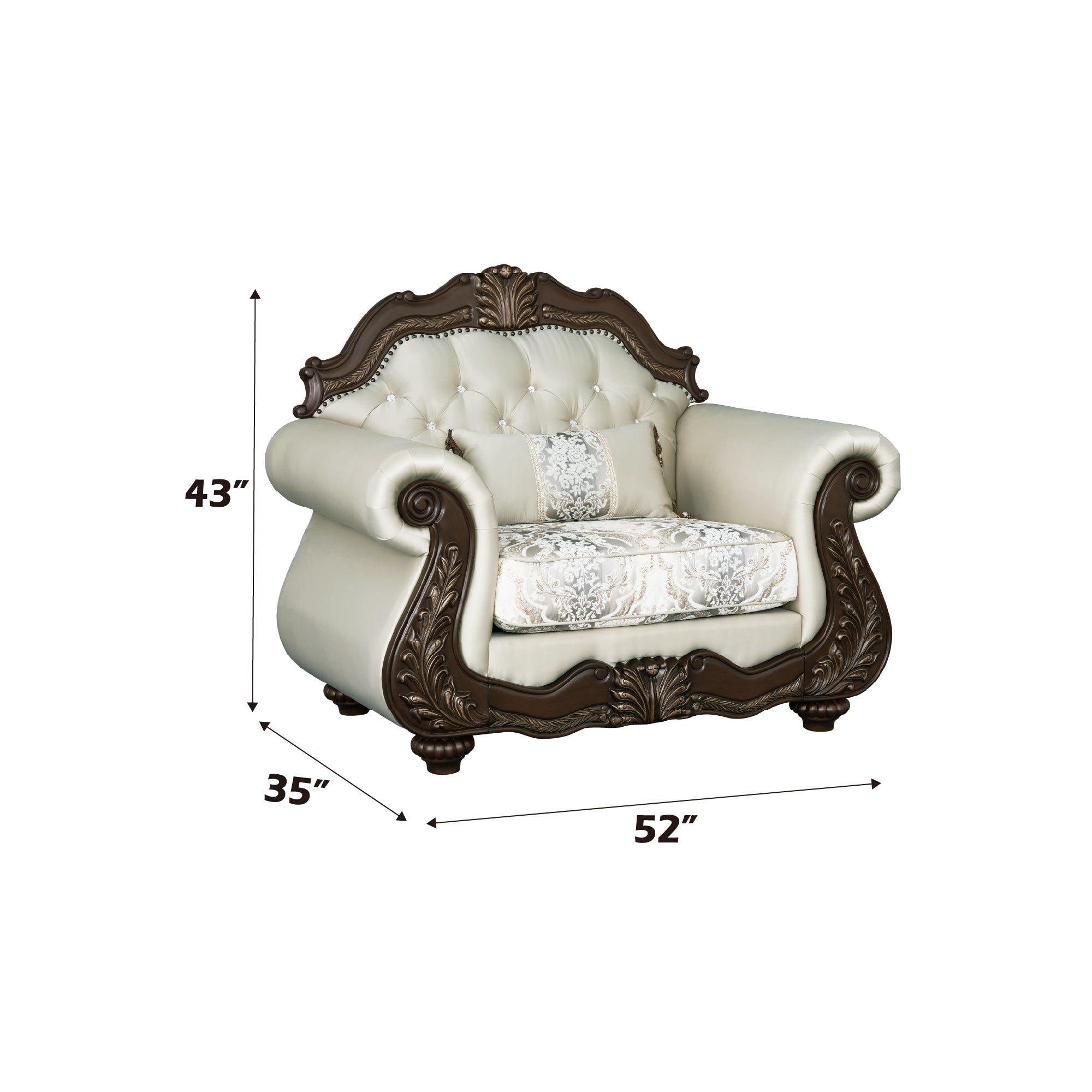 Pierce Luxury Heritage Seating Set – Carved Wood Loveseat & Accent Chair