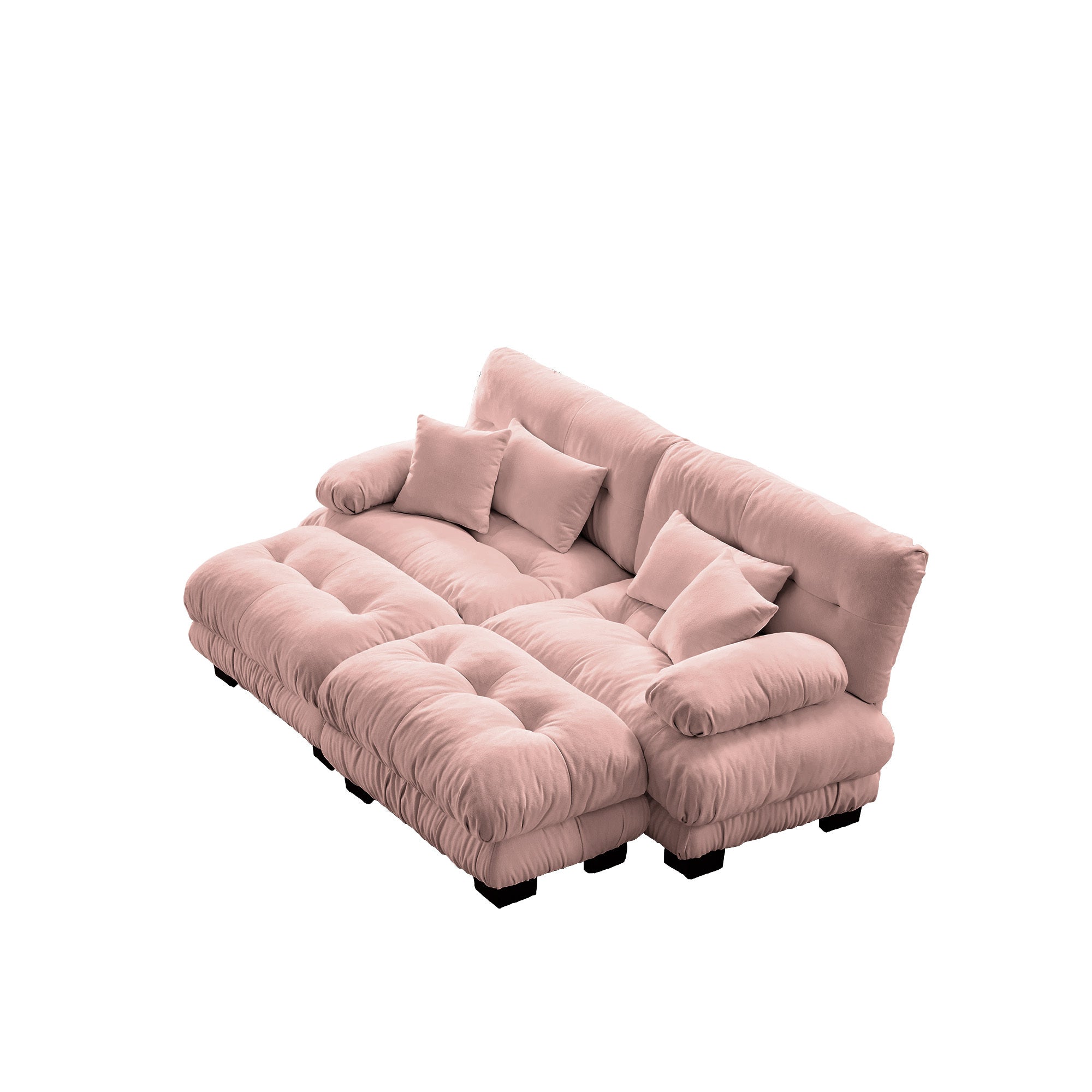 Pink Chenille Loveseat Cloud Sofa