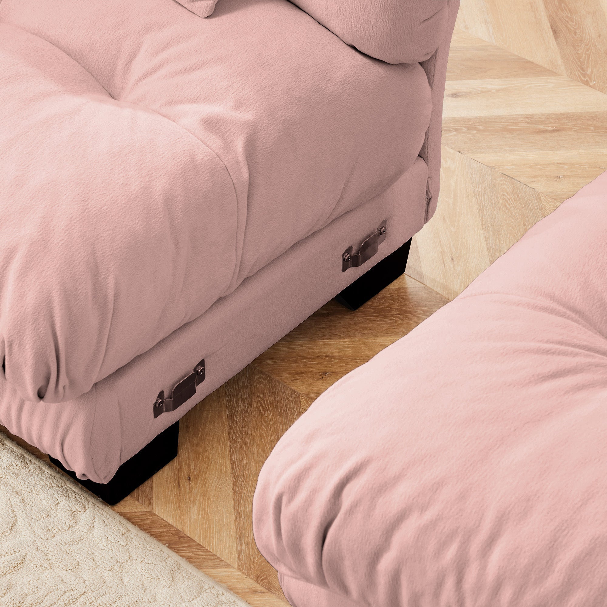 Pink Chenille Loveseat Cloud Sofa