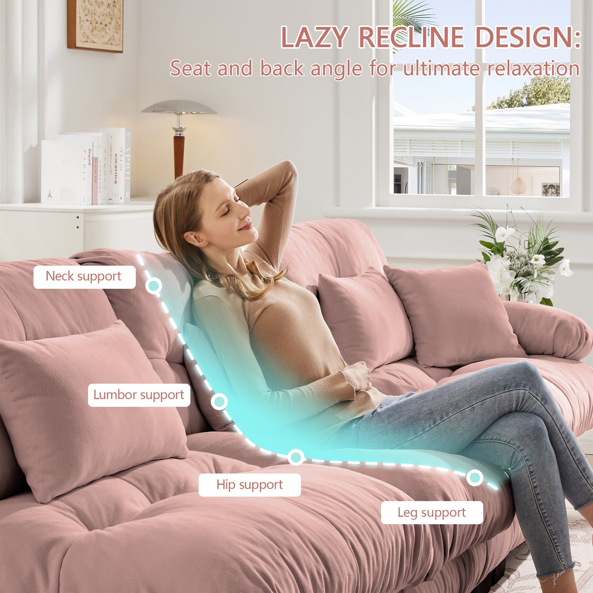 Pink Chenille Loveseat Cloud Sofa