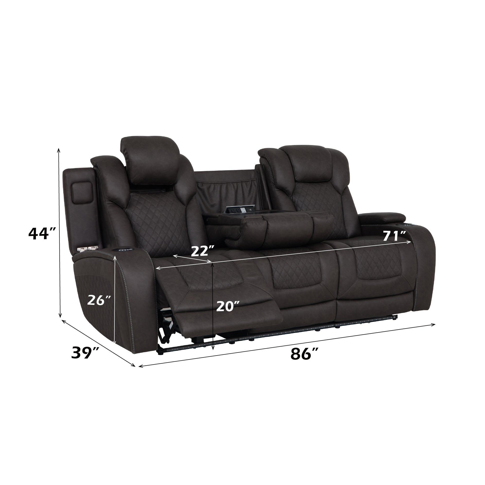 Premium Power Motion Sofa in Dark Gray Microfiber