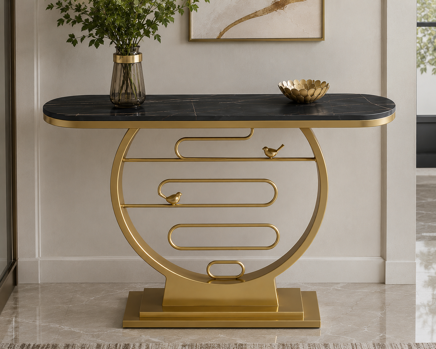 Prestige Harmony Marble & Steel Console