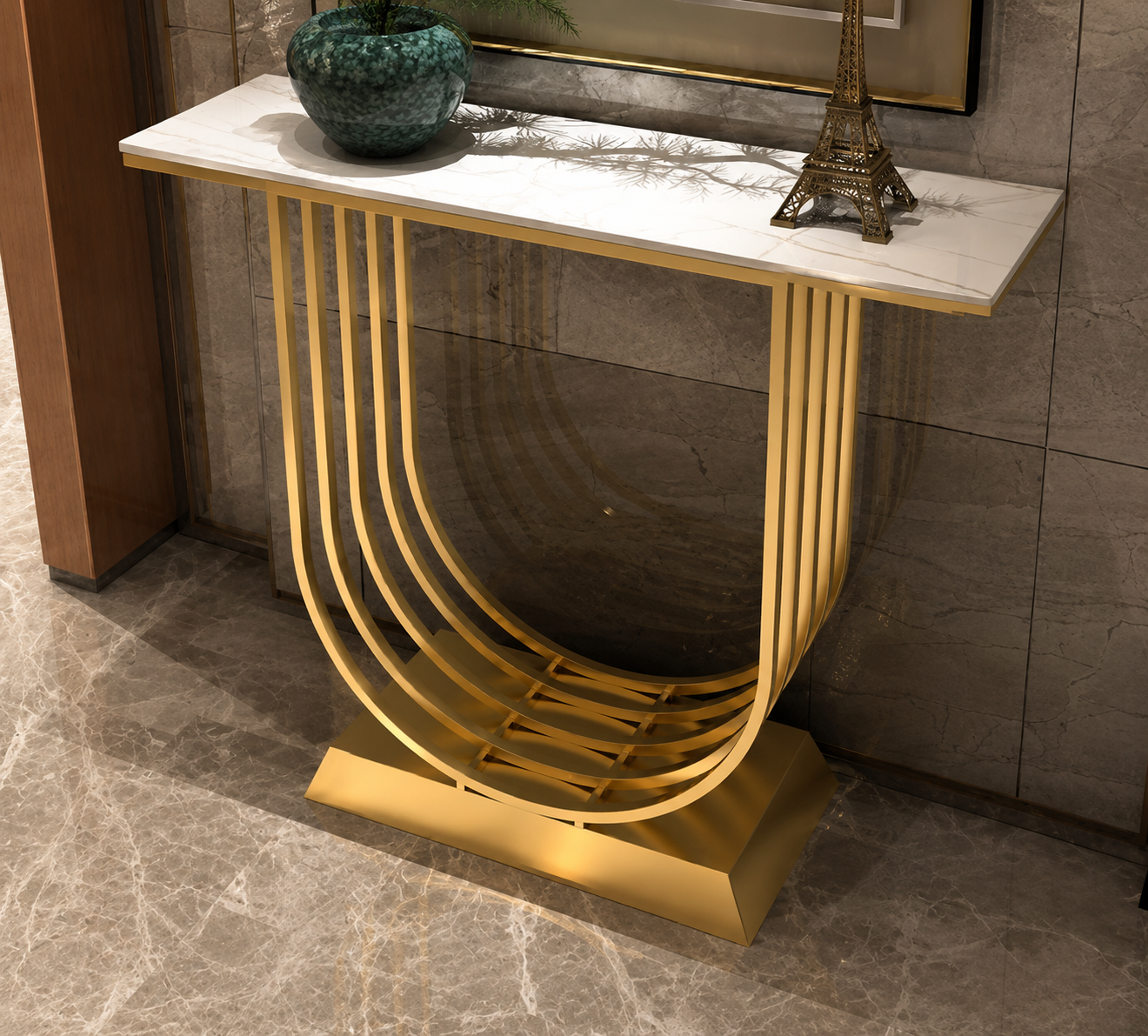 Prestige U Curve Marble & Steel Console