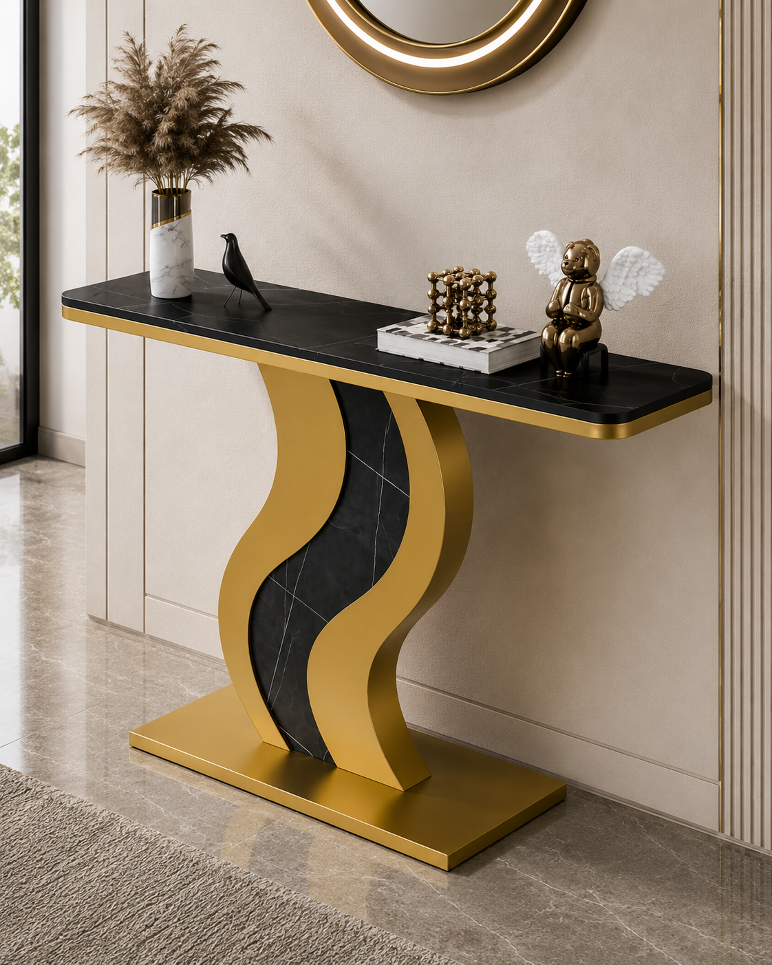 Prestige Wave Marble & Steel Console
