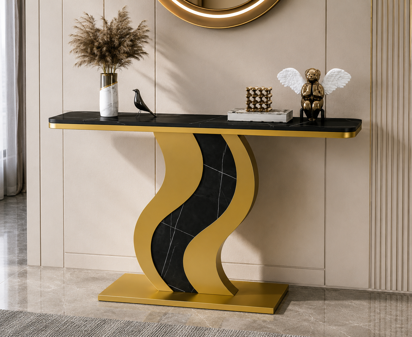 Prestige Wave Marble & Steel Console