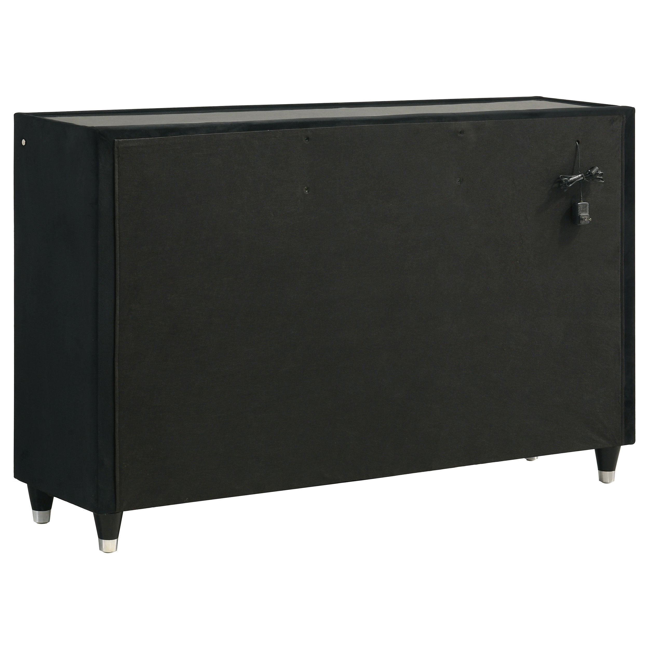 Ravenne 4-piece Velvet Upholstered Queen LED Bedroom Set Black