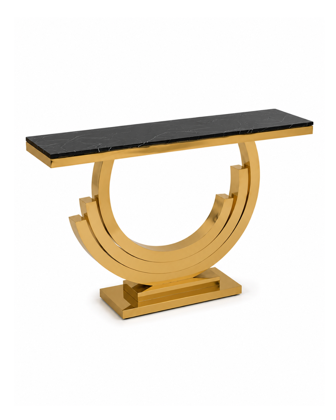 Regalia Crescent Marble & Steel Console Table