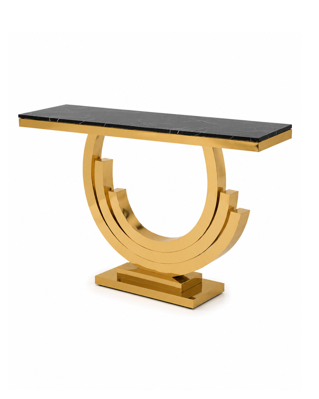 Regalia Crescent Marble & Steel Console Table