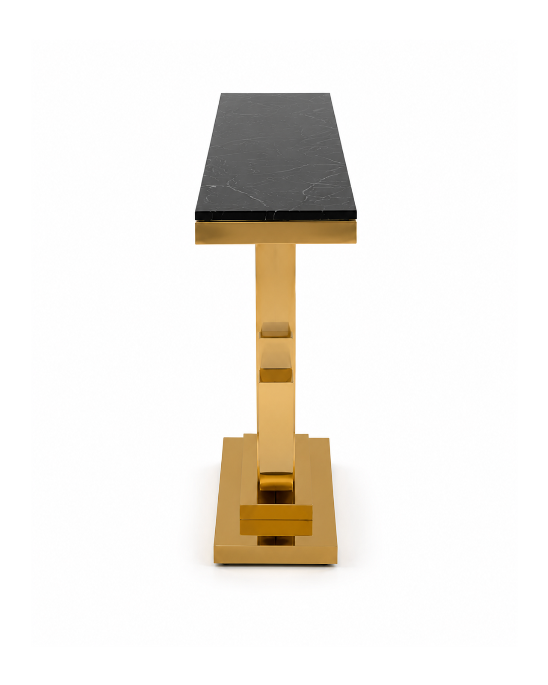 Regalia Crescent Marble & Steel Console Table