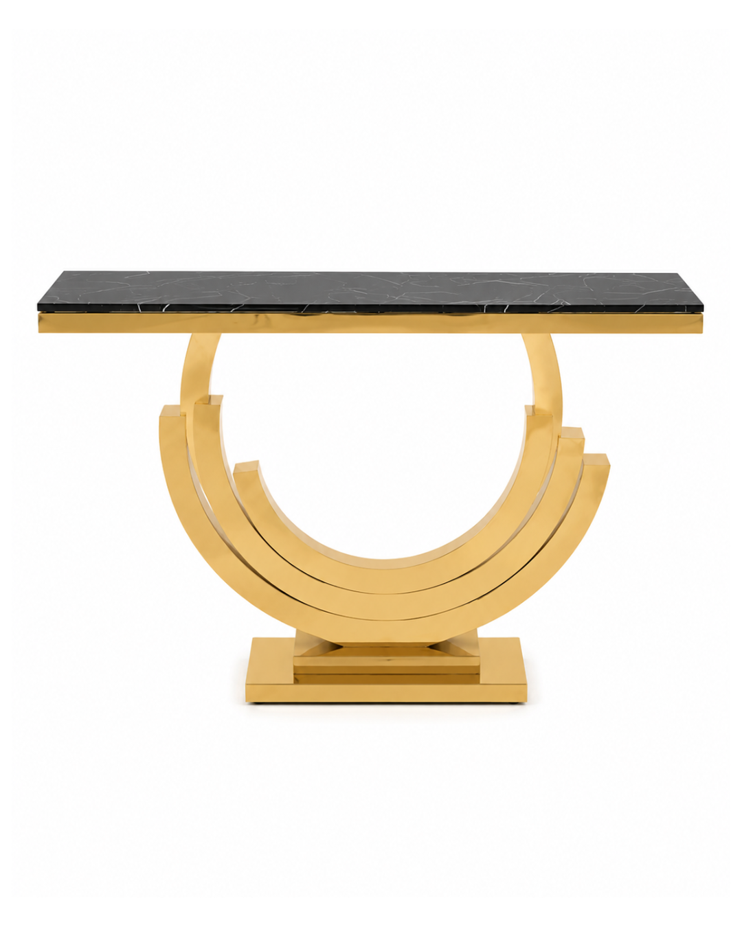 Regalia Crescent Marble & Steel Console Table