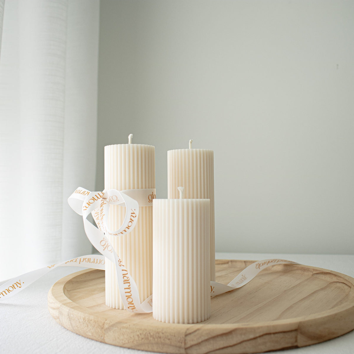 Ribbed Dinner Pillar Candles