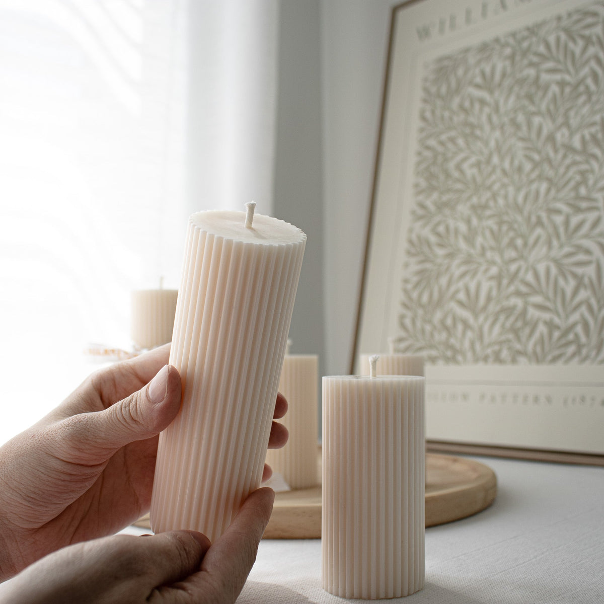 Ribbed Dinner Pillar Candles