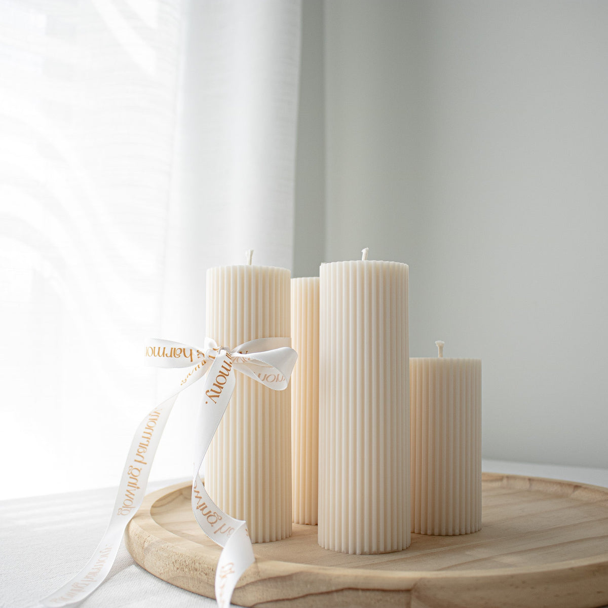 Ribbed Dinner Pillar Candles