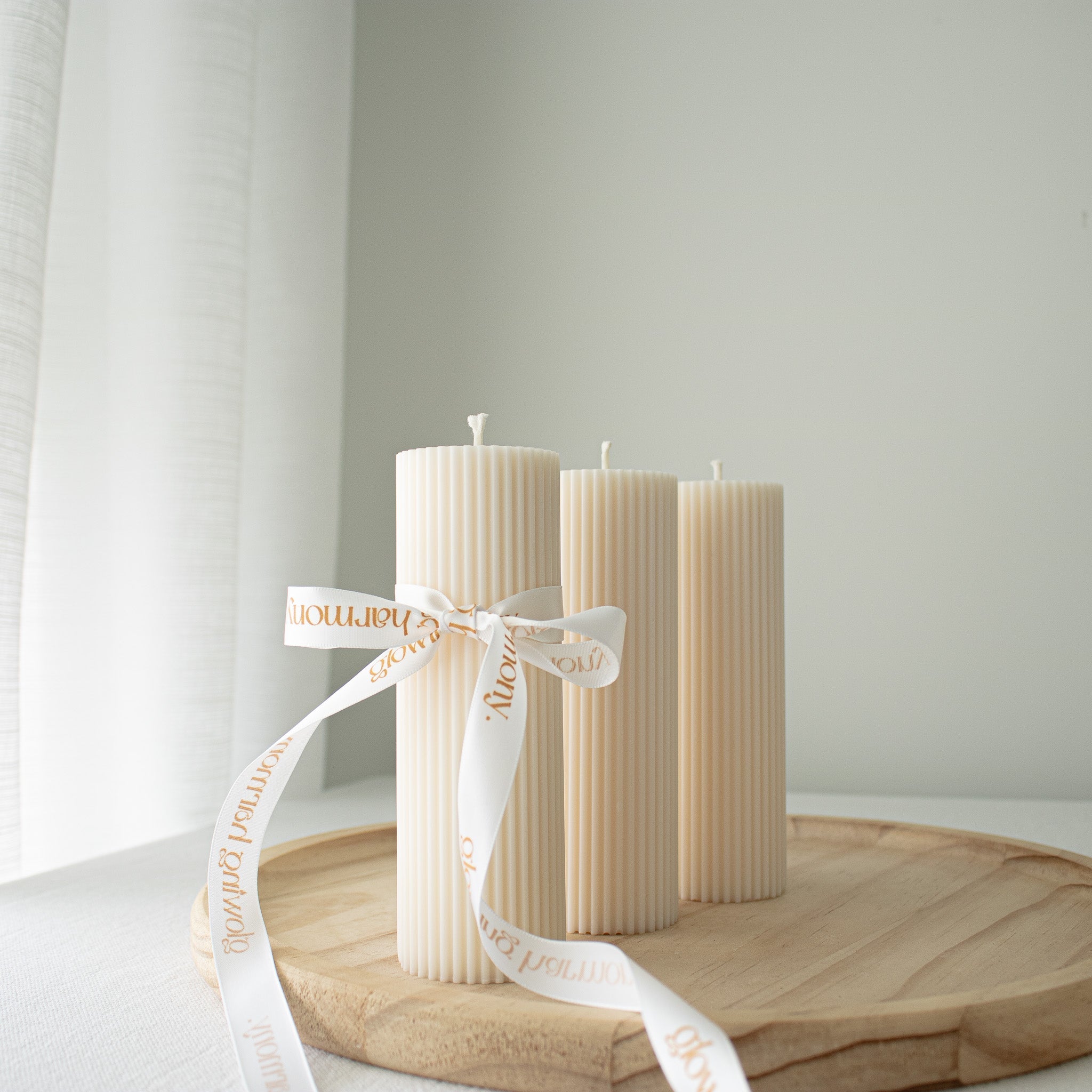 Ribbed Dinner Pillar Candles