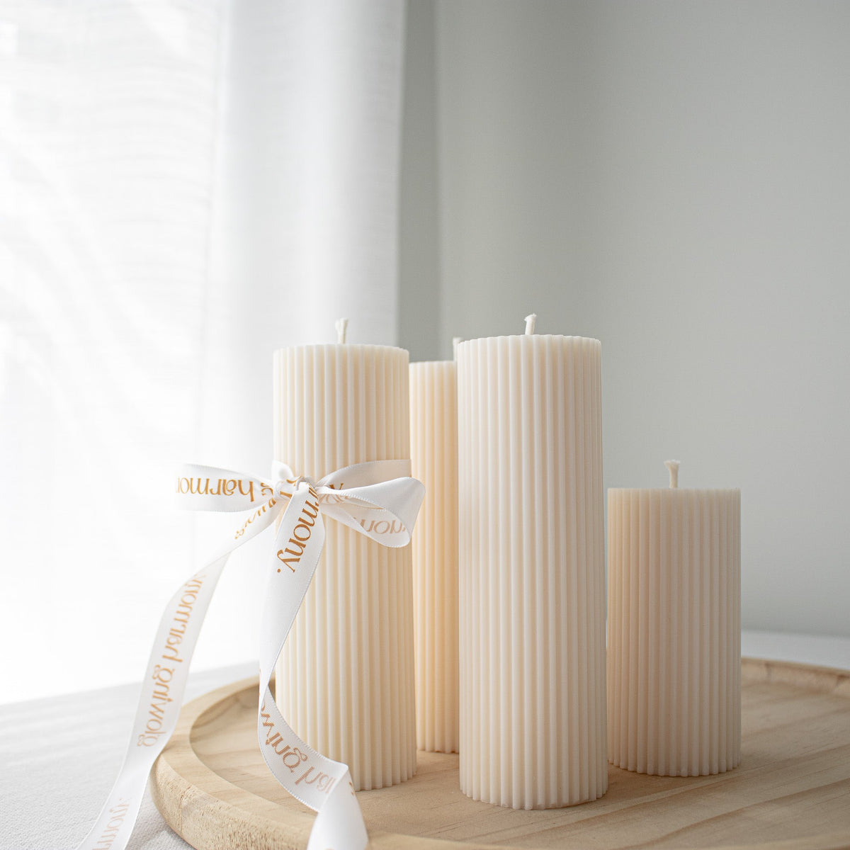 Ribbed Dinner Pillar Candles