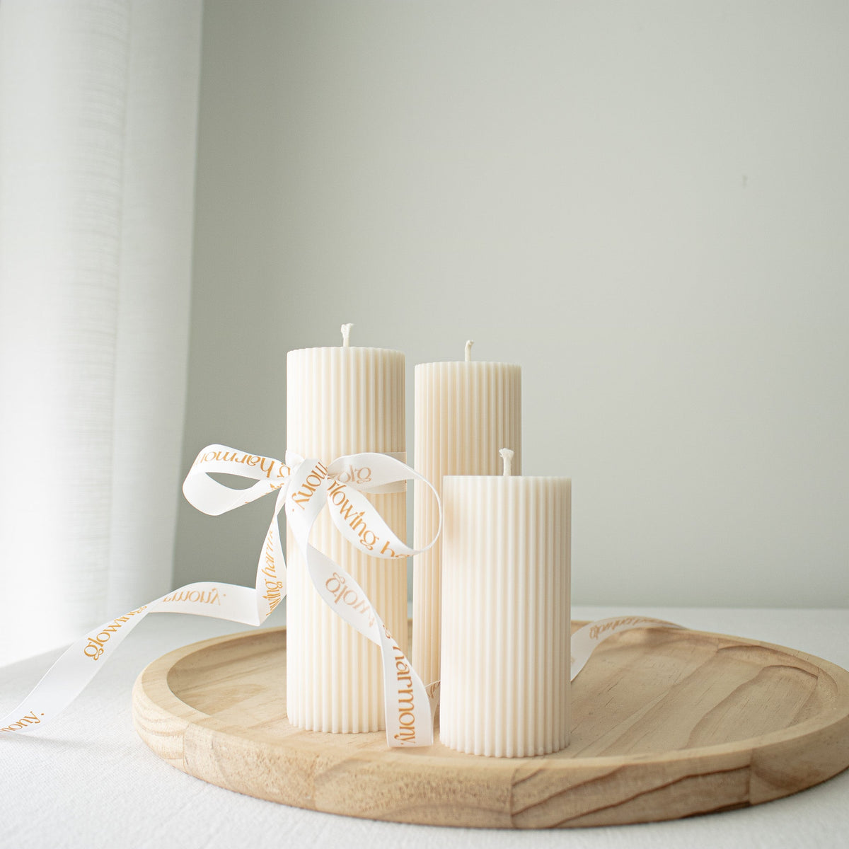 Ribbed Dinner Pillar Candles