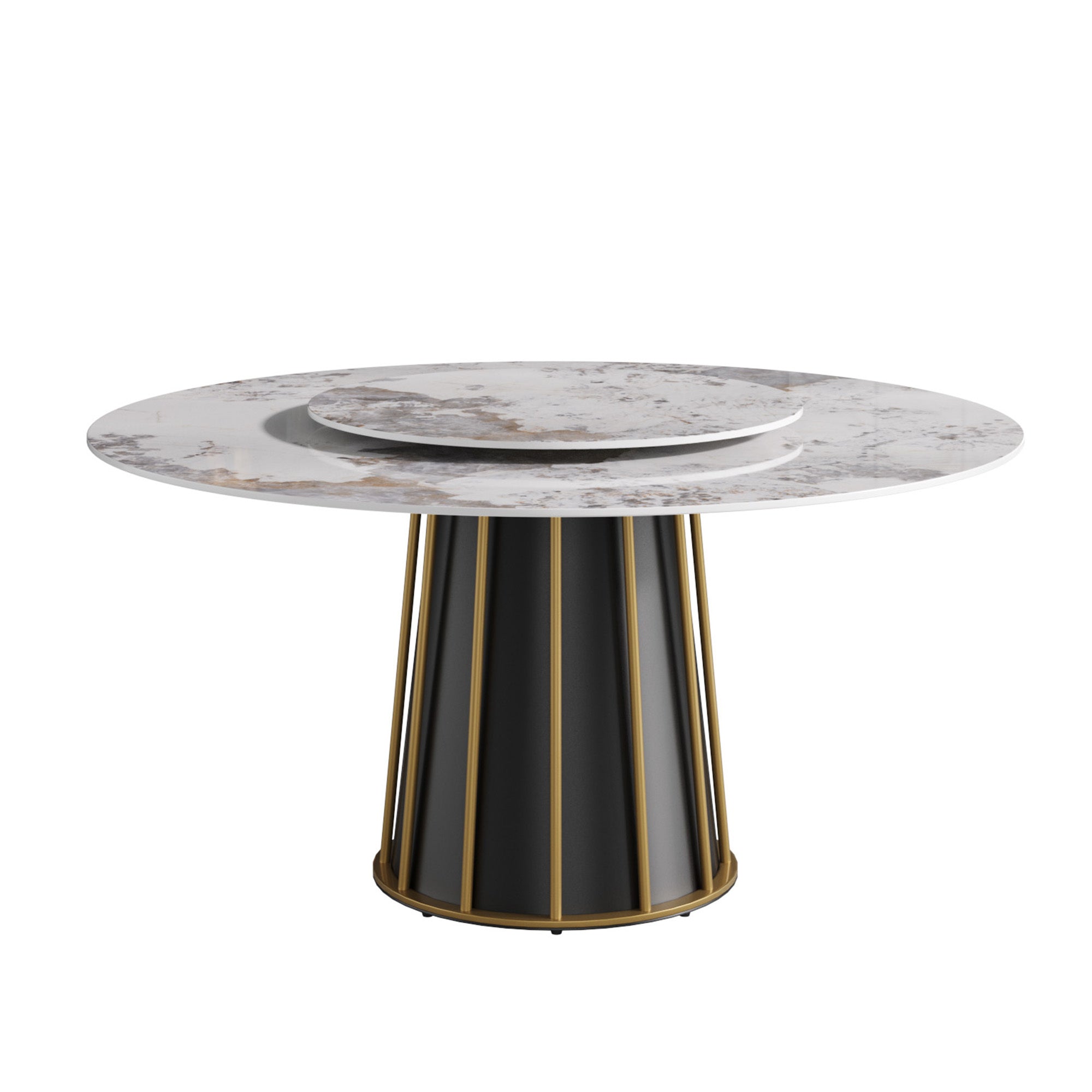 Round Sintered Stone Dining Table with Rotating Lazy Susan