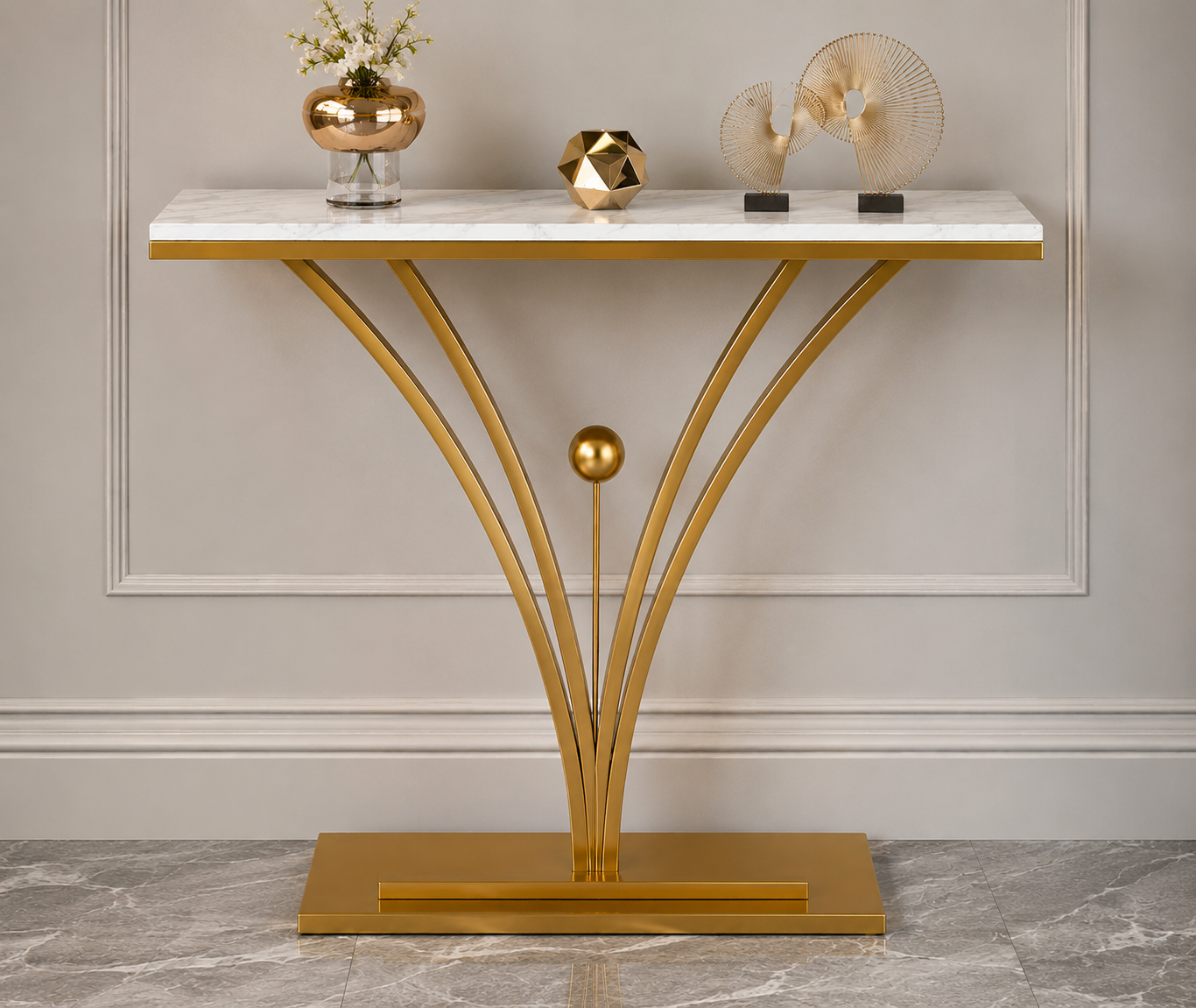 Royale Arc Marble & Steel Console Table