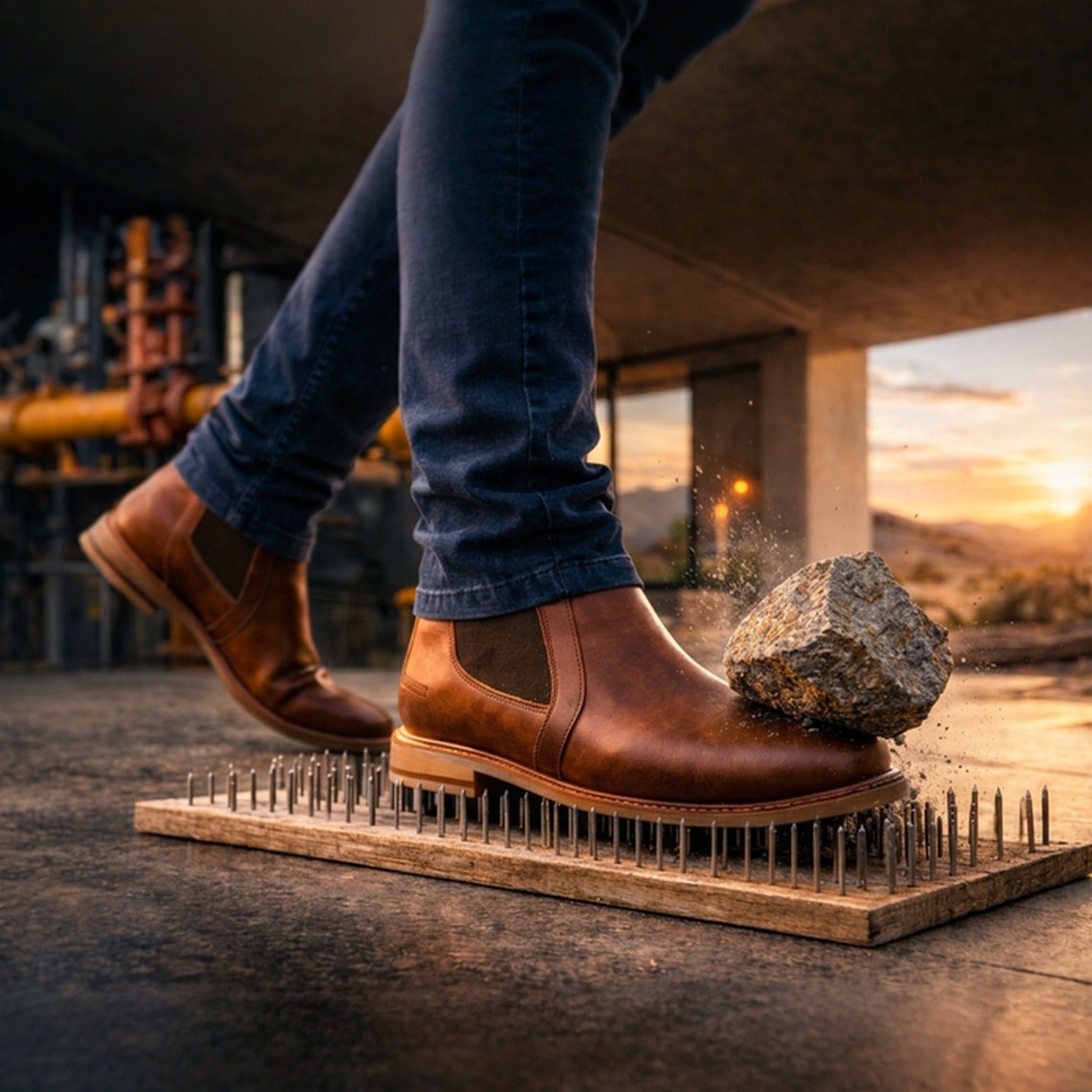 STEEL TOE CHELSEA WORK BOOT WALLACE AMBER
