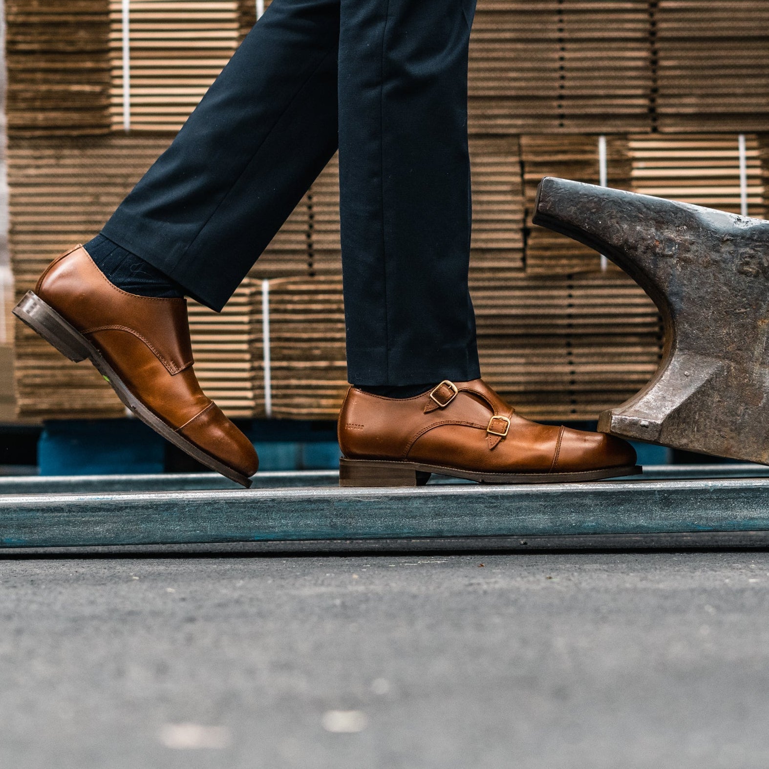 STEEL TOE MONK STRAP WORK SHOE DANTE AMBER