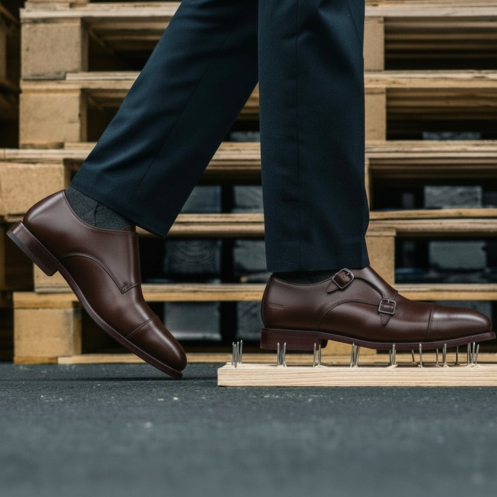 STEEL TOE MONK STRAP WORK SHOE DANTE BROWN