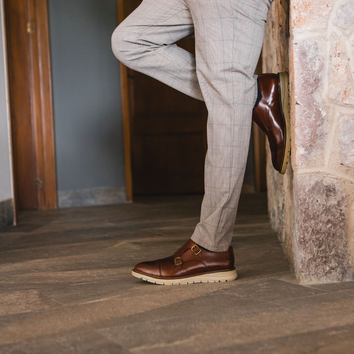 STEEL TOE MONK STRAP WORK SHOE GRAND AMBER