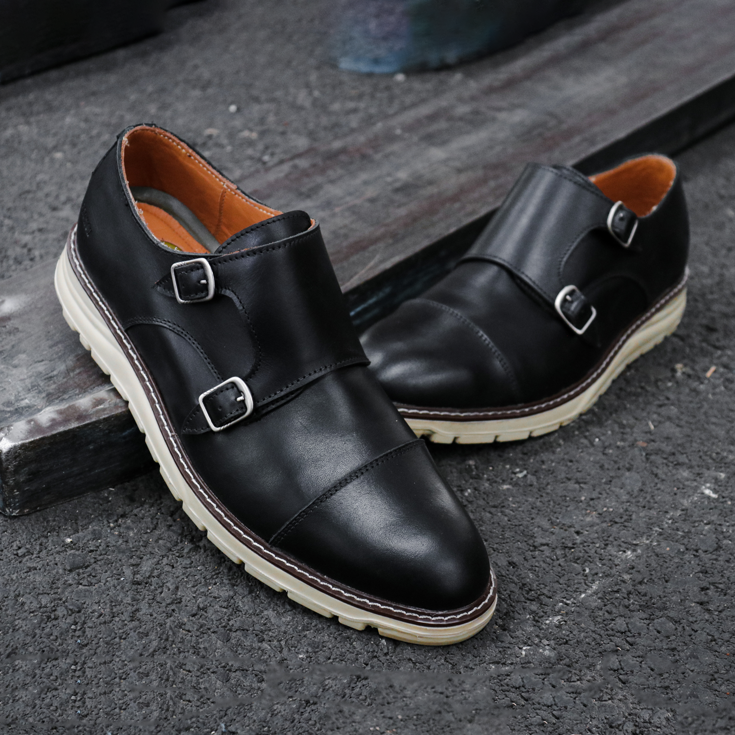 STEEL TOE MONK STRAP WORK SHOE GRAND BLACK