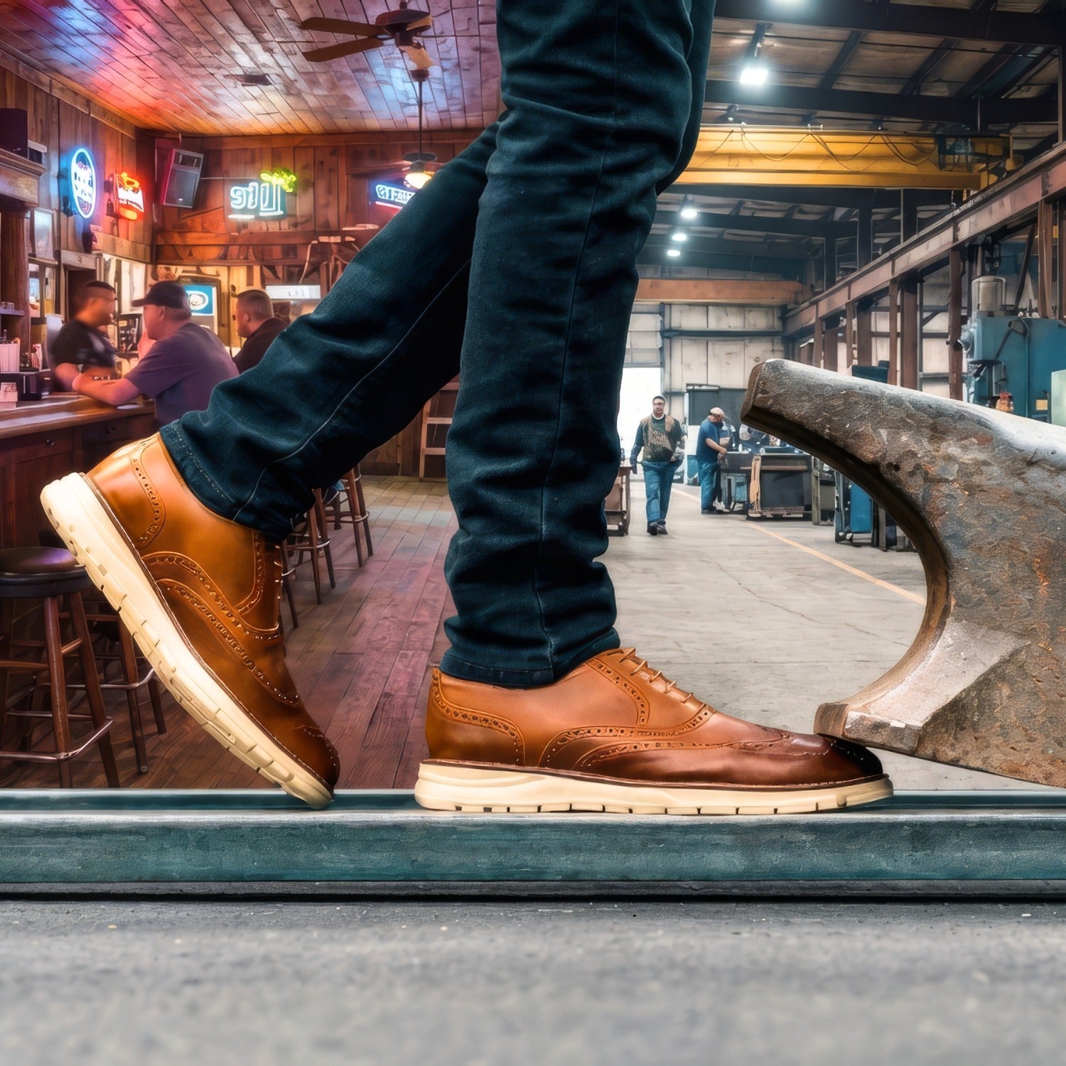 STEEL TOE OXFORD WORK SHOE VOLTA AMBER