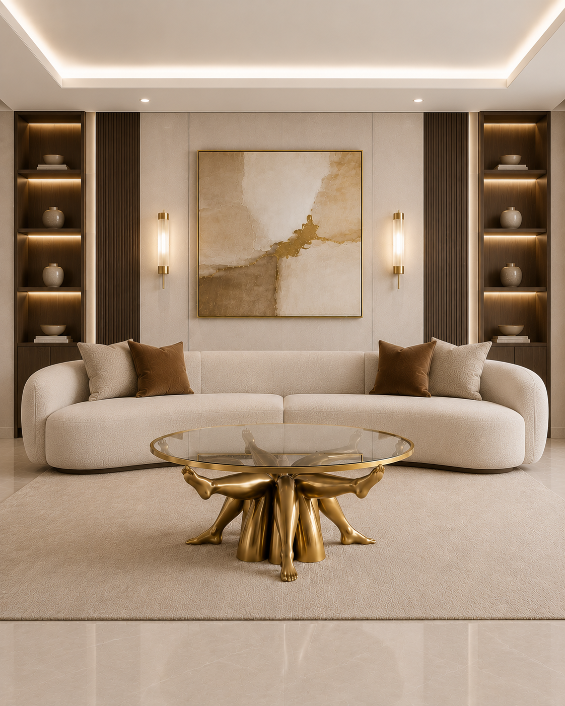 Sculptural Brass Coffee Table