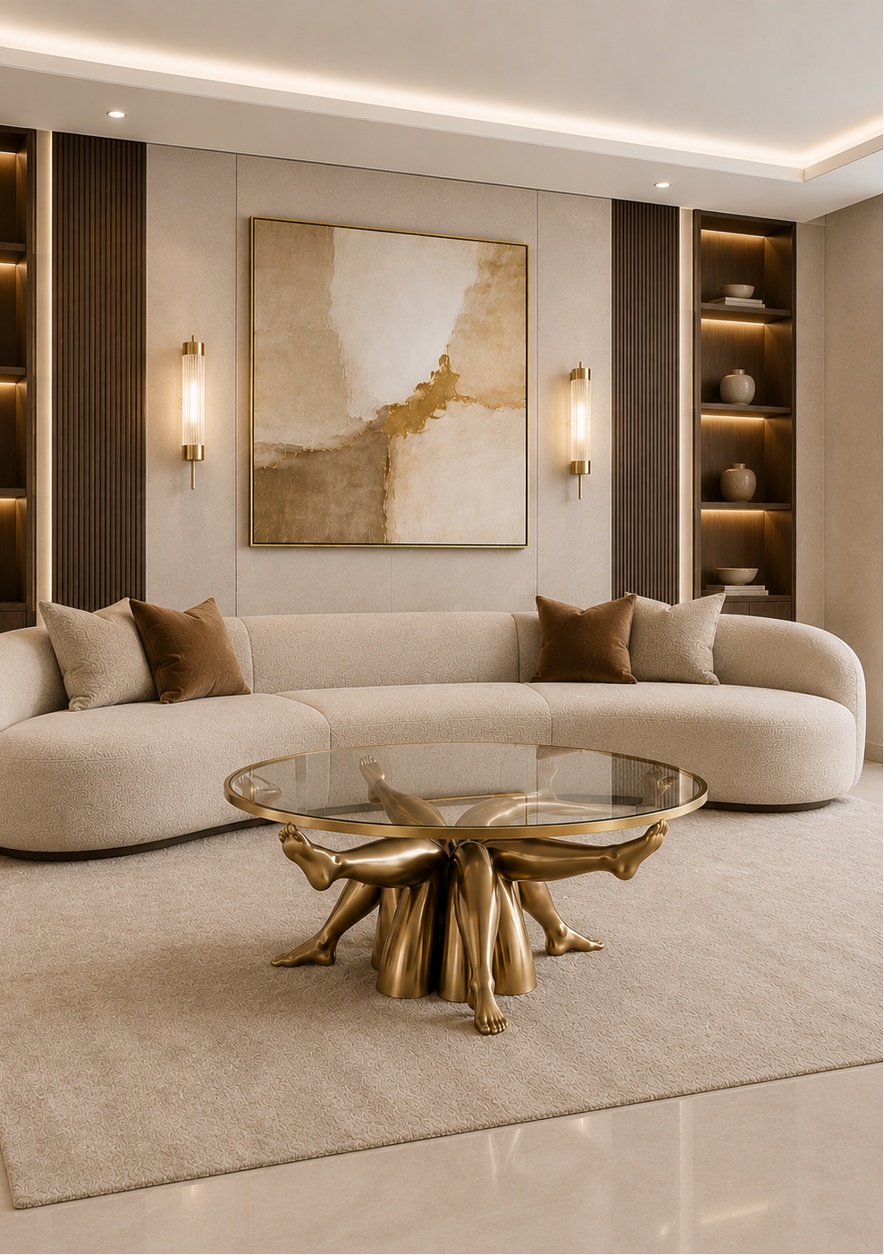 Sculptural Brass Coffee Table