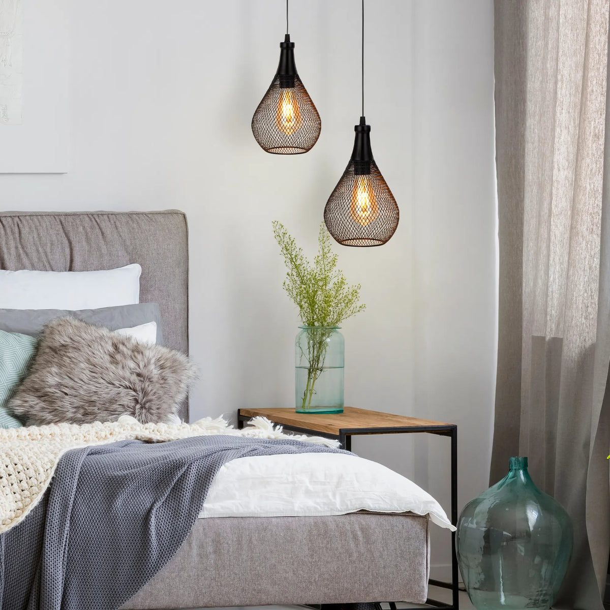 Set of 2 Hanging Lamps Battery Operated