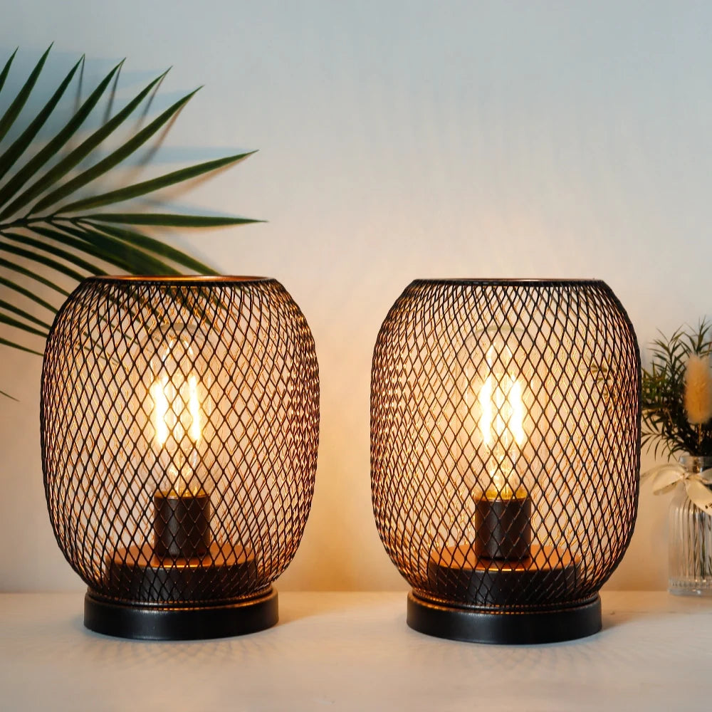 Set of 2 Tall Battery Powered Outdoor Table Lamp