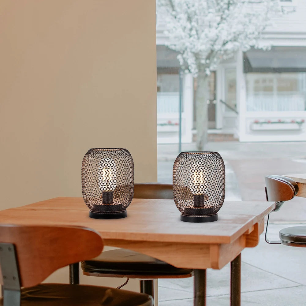 Set of 2 Tall Battery Powered Outdoor Table Lamp