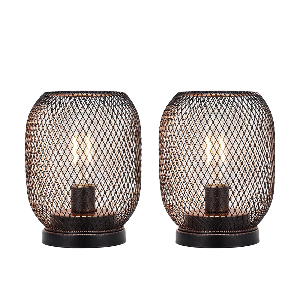 Set of 2 Tall Battery Powered Outdoor Table Lamp