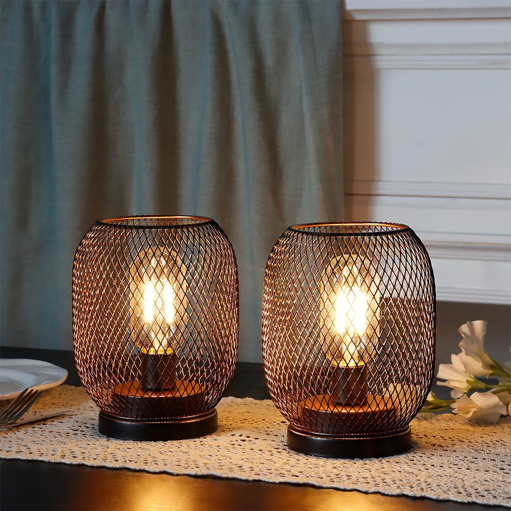 Set of 2 Tall Battery Powered Outdoor Table Lamp