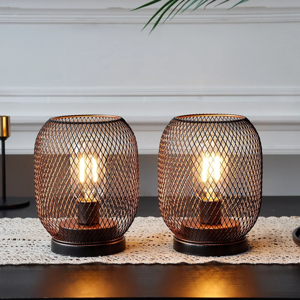 Set of 2 Tall Battery Powered Outdoor Table Lamp