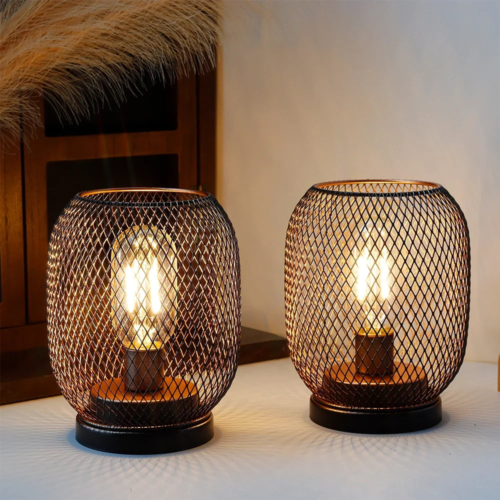 Set of 2 Tall Battery Powered Outdoor Table Lamp