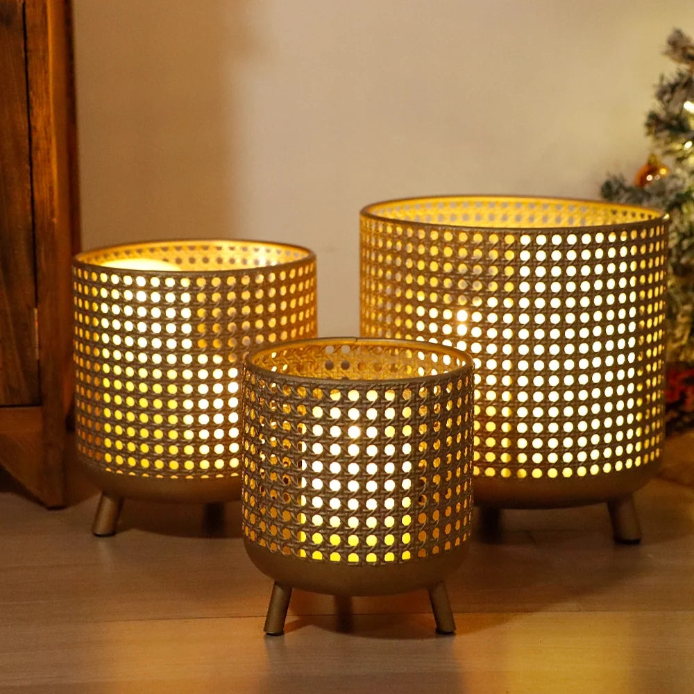 Set of 3 Plant Pots 10/8.5/7''H (Antique Gold)