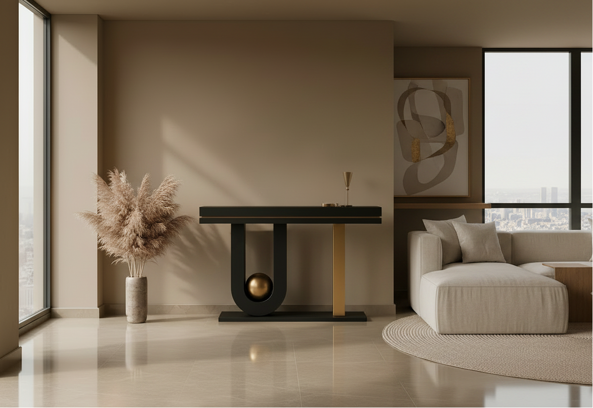 Sleek Black and Gold Console Table
