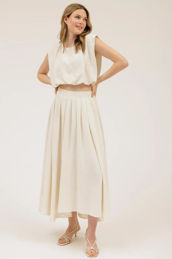Sleeveless Balloon Crop Top - CREAM