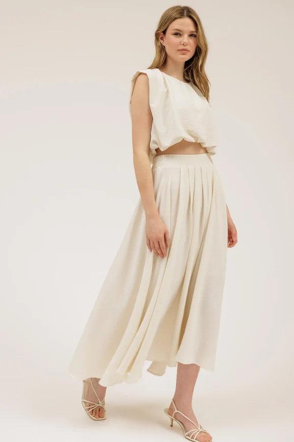 Sleeveless Balloon Crop Top - CREAM
