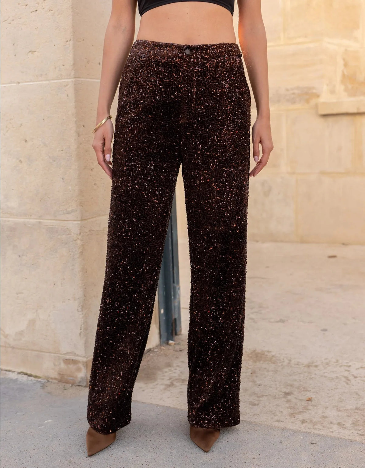 Straight Sequin Pants