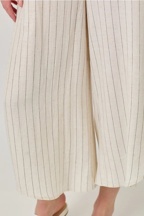 Stripe Sleeveless V-Neck Jumpsuit - Ivory