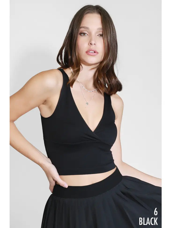 Surplice Ribbed Crop Top